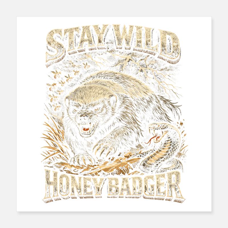 Honigdachs Honey Badger Tier Poster 40x40 cm