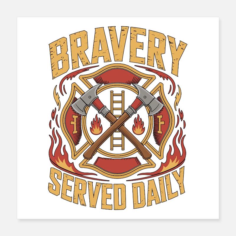 Le lieutenant de pompier Bravery a servi dans l’équipe de secours quotidienne Poster 40 x 40 cm