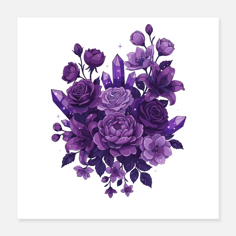 Bouquet de cristaux violets Poster 40 x 40 cm