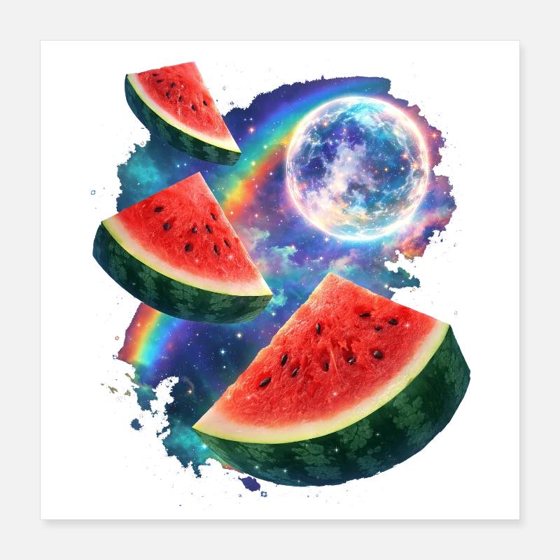 Space Melon Neon Cosmos Poster 16" x 16" (40x40 cm)