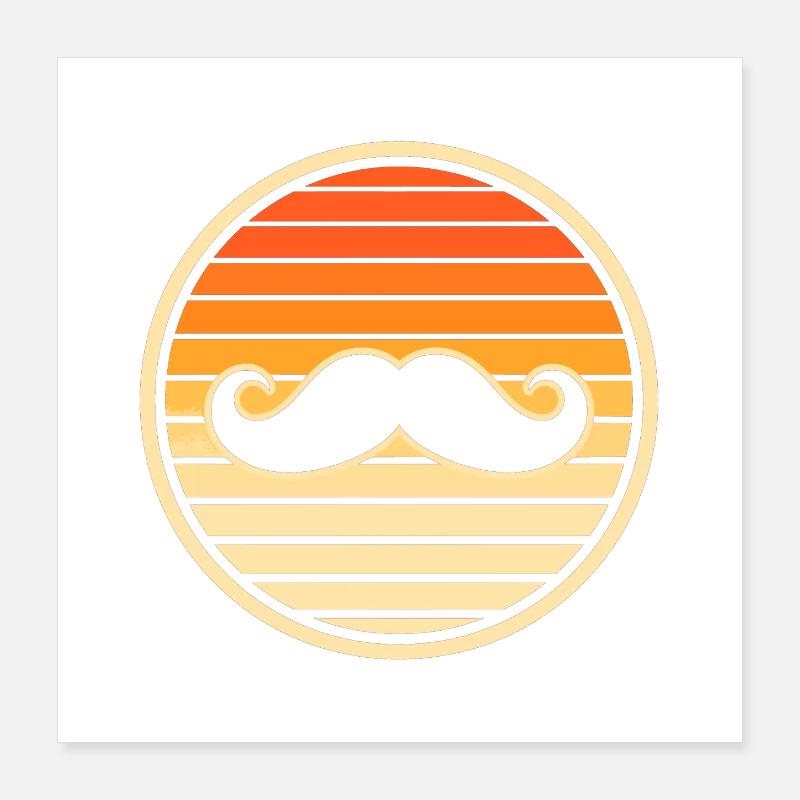 Retro trendiger Schnurrbart Sunset Hipster Poster 40x40 cm