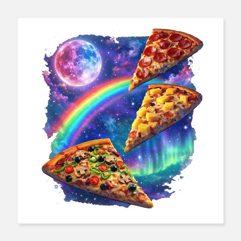 Kosmische Regenbogenpizza All Poster 40x40 cm