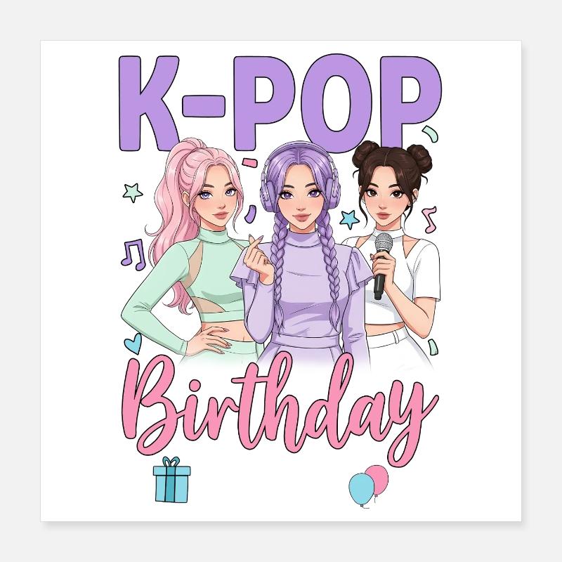 Équipe d’anniversaire K-Pop Poster 40 x 40 cm