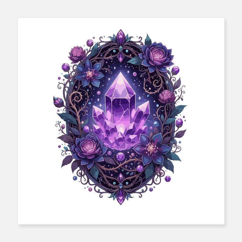 Cristal d’améthyste dans le chapelet Poster 40 x 40 cm