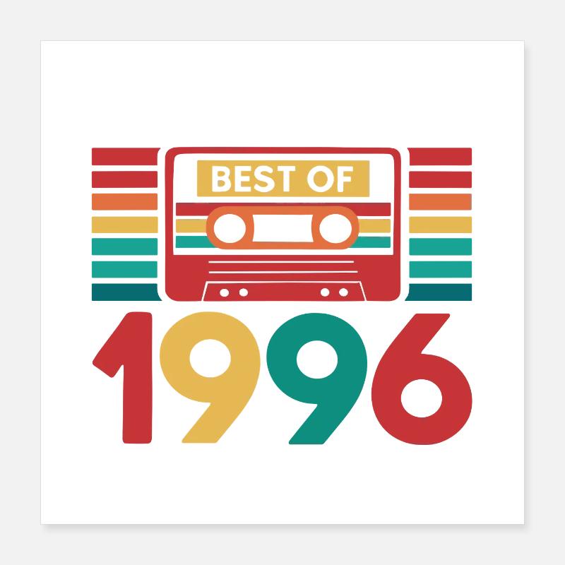 30e Anniversaire 30 ans 1996 Cadeau Vintage Rétro Poster 40 x 40 cm