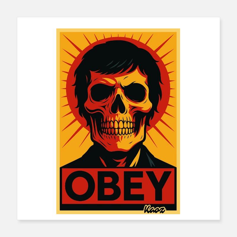 Skull Rays Pop-Art-Poster Poster 40x40 cm