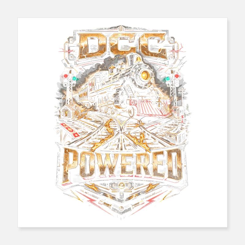 Réseau ferroviaire miniature DCC propulsé Poster 40 x 40 cm