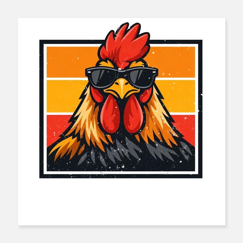 F-Caw-F Chicken Rooster Funny Meme Graphic Poster 16" x 16" (40x40 cm)