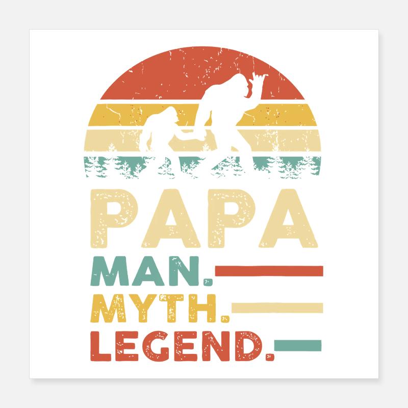 Papa Myth Legend Retro Sunset Poster 16" x 16" (40x40 cm)