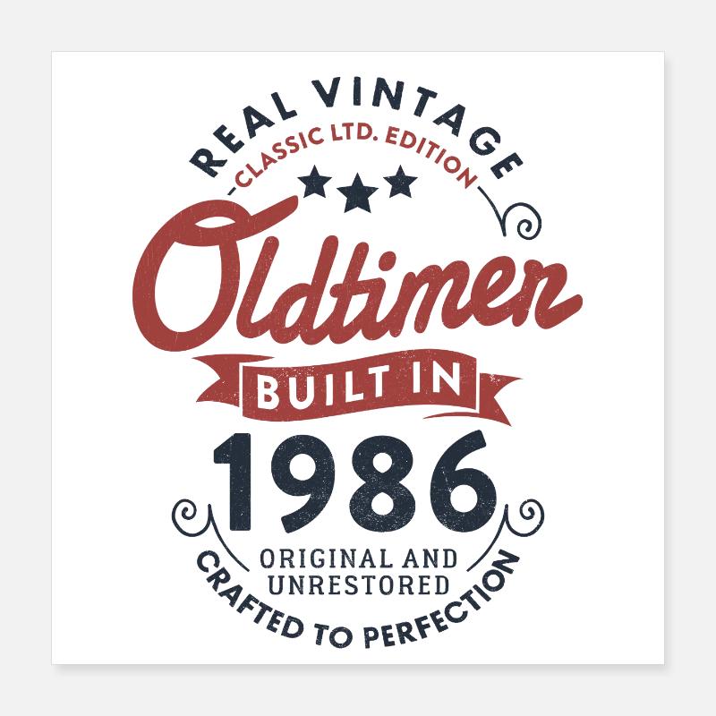 Vintage 1986 Oldtimer 40. Geburtstag Poster 40x40 cm