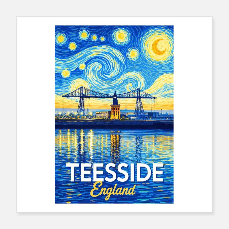 Pont néon de Teesside en Angleterre Poster 40 x 40 cm