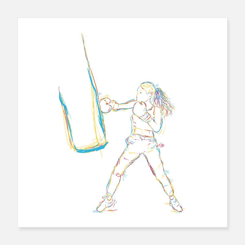 Dessin de boxeur Poster 40 x 40 cm