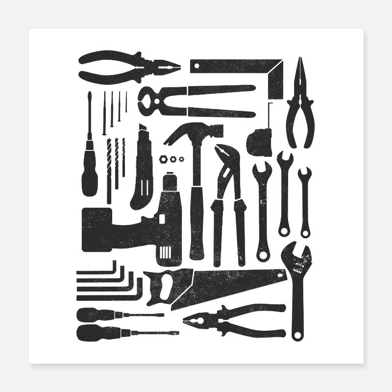 DIY Tool Set Craftsman Vintage Poster 16" x 16" (40x40 cm)