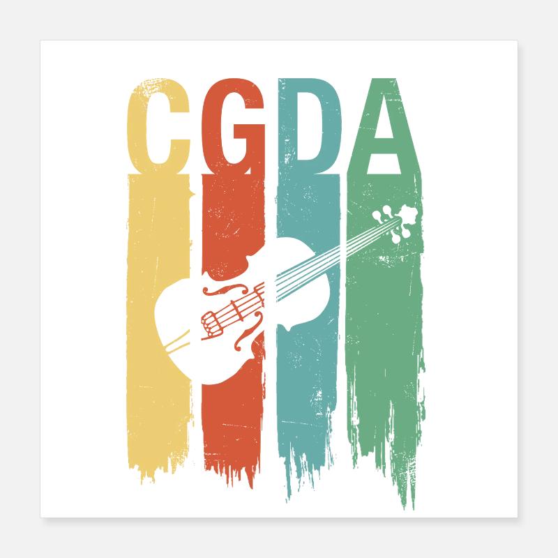 CGDA viola tuning string musician retro Poster 16" x 16" (40x40 cm)