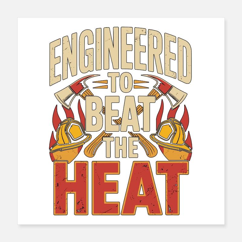 Fire Engineer Engineered To Beat Fire Department Poster 16" x 16" (40x40 cm)