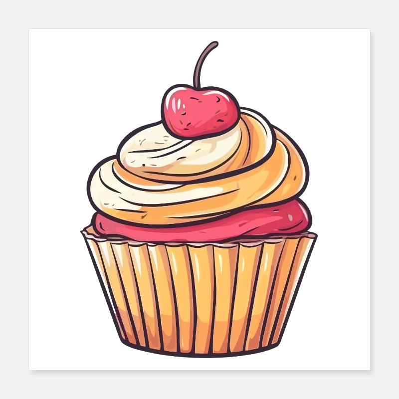KirschenKrem Cupcake Illustration Poster 40x40 cm
