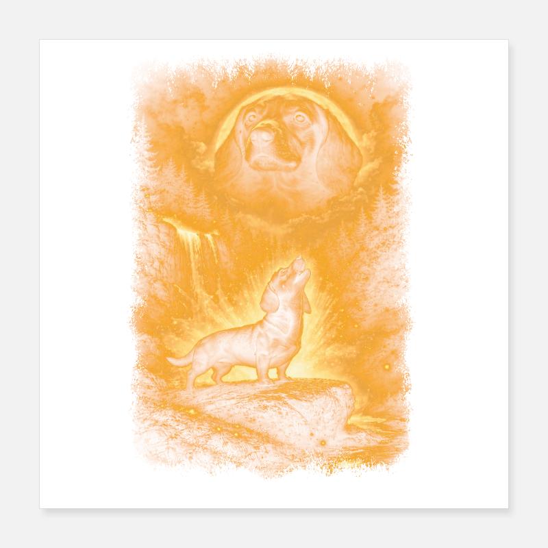 Teckel, Lune Poster 40 x 40 cm
