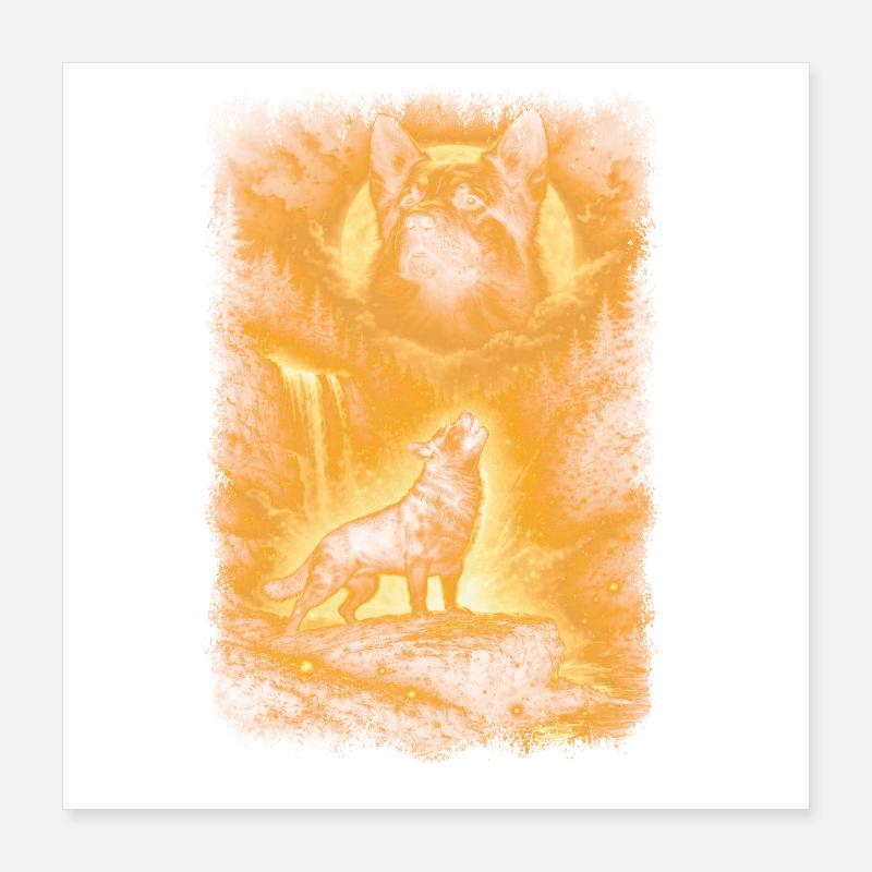 German Shepherd, Moon Poster 16" x 16" (40x40 cm)