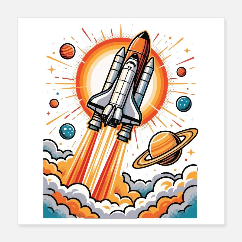 Rocket explosion in space Poster 16" x 16" (40x40 cm)