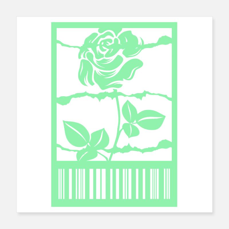 Gothic Rose Stacheldraht Strichcode Urban Style Poster 40x40 cm