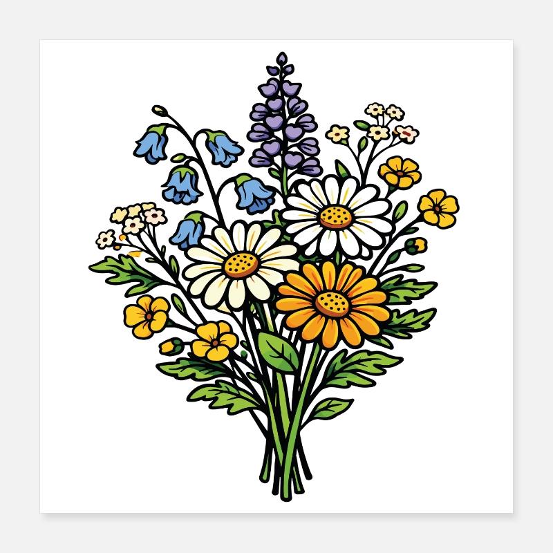 Wildblumenstrauß Poster 40x40 cm