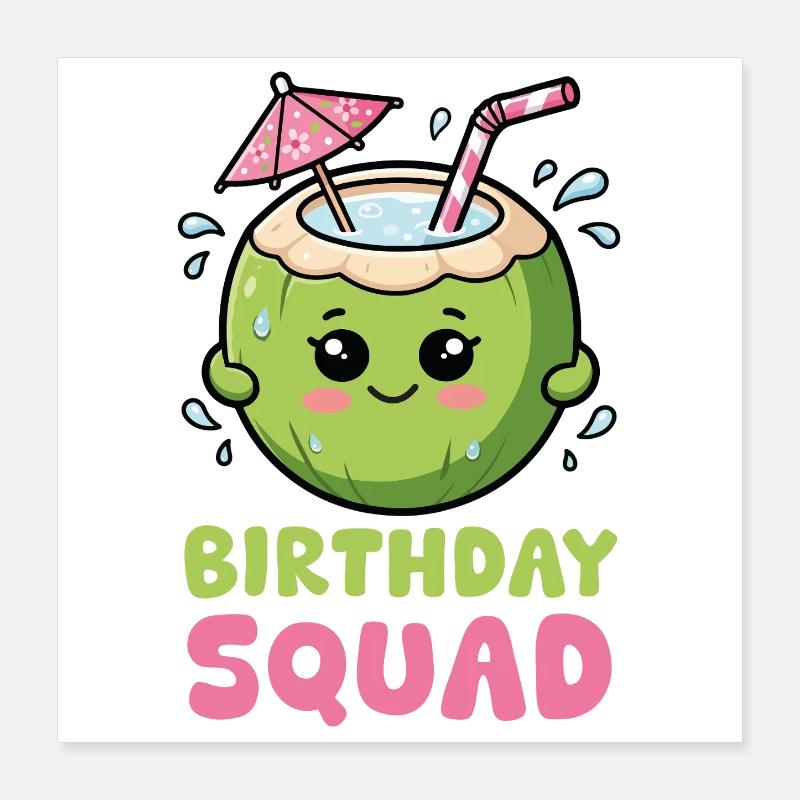 Croisière d’été Birthday Squad Beach Coconut Poster 40 x 40 cm