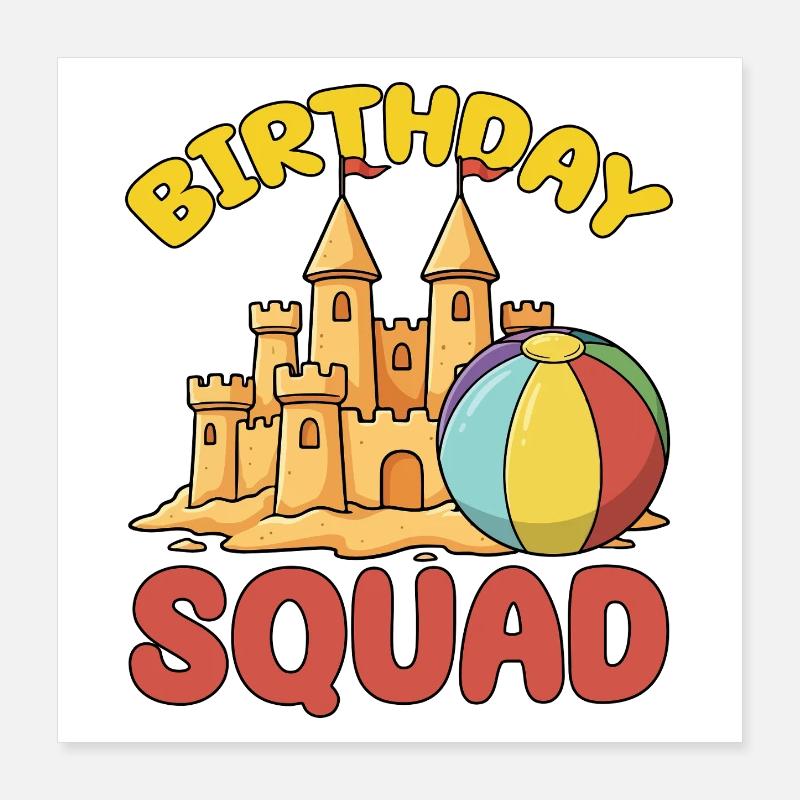 Croisière d’été de l’équipe d’anniversaire plage Château de sable Poster 40 x 40 cm