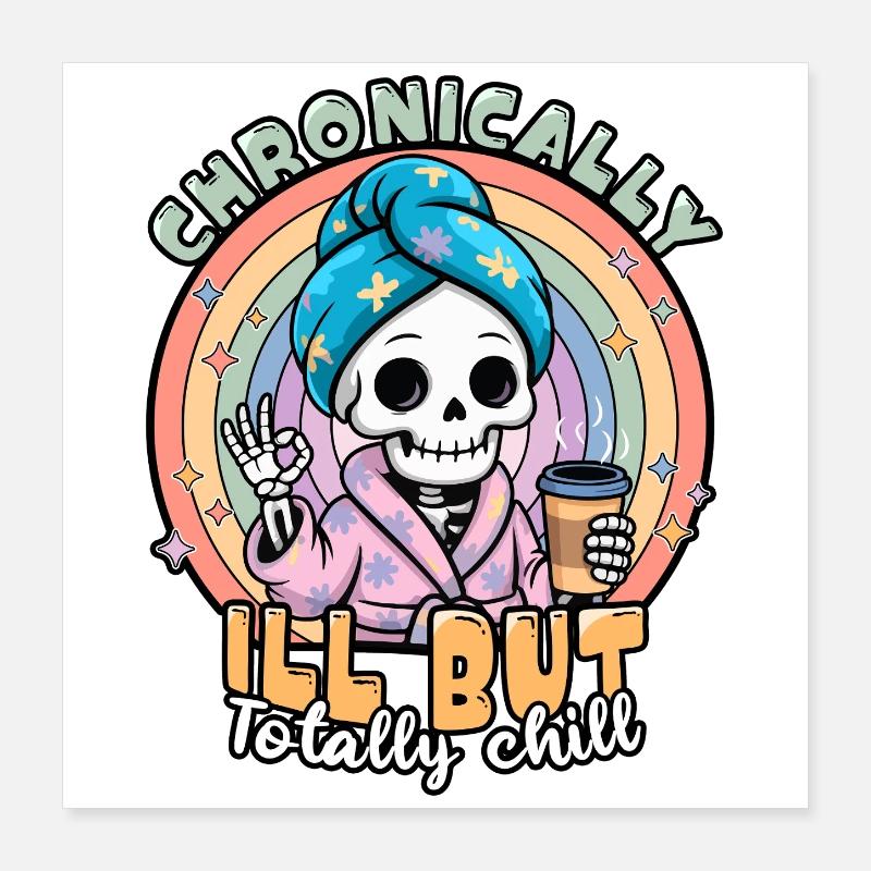 Fibromyalgie-Bewusstsein chronisch kranker Skelett Poster 40x40 cm