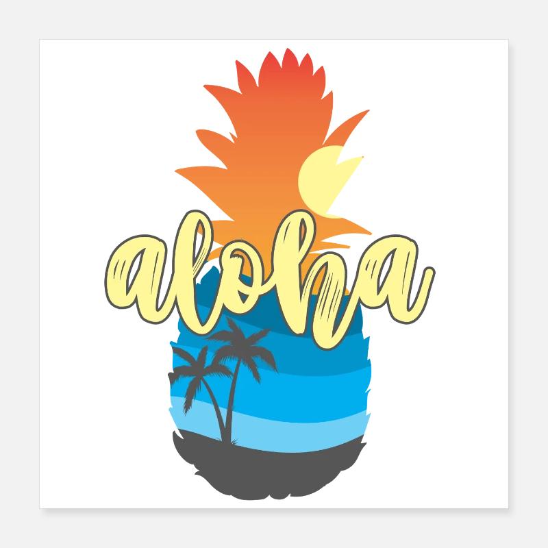 Aloha Sunset Pineapple – Hawaii Beach Vibes Poster 40x40 cm