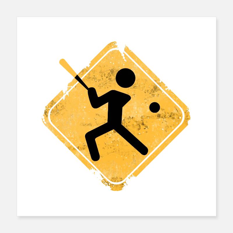 Baseballsilhuet med bat Poster 40x40 cm