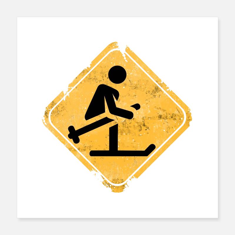 Warnzeichen Snowboard Silhouette Poster 40x40 cm