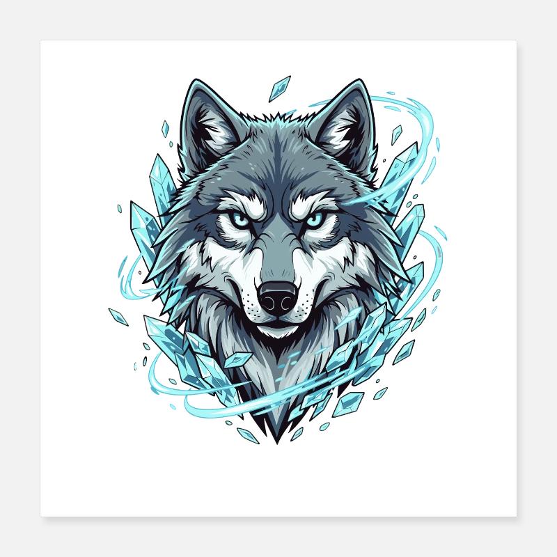 Loup de glace dans le Cercle de Cristal Poster 40 x 40 cm