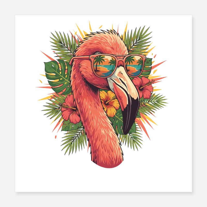 Flamingo Tropen Poster 40x40 cm
