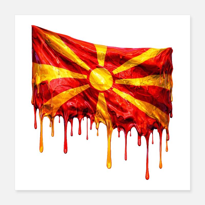Macedonian Flag Drop Poster 16" x 16" (40x40 cm)