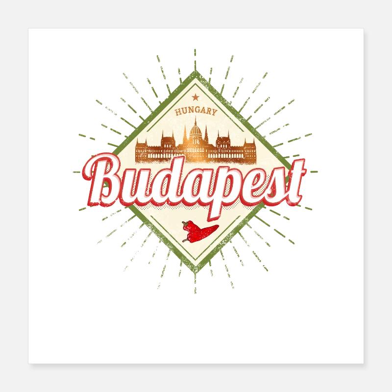Souvenir vintage hongrois de design de paprika de Budapest Poster 40 x 40 cm
