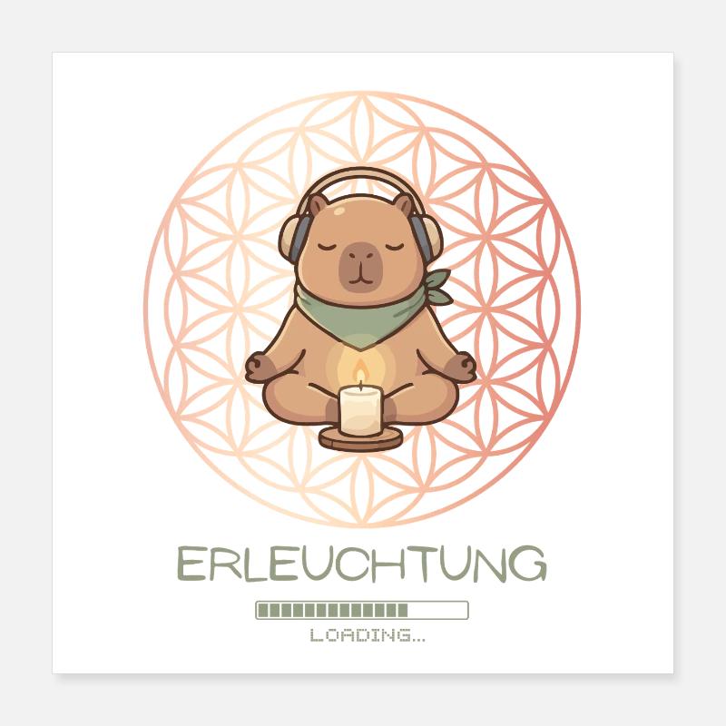 Enlightenment loading – Funny Capybara Yoga Gift Poster 16" x 16" (40x40 cm)