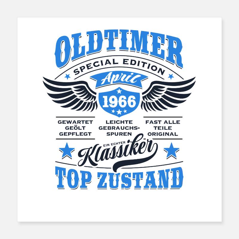 Oldtimer April 1966 - Geburtstag - Geschenk Poster 40x40 cm