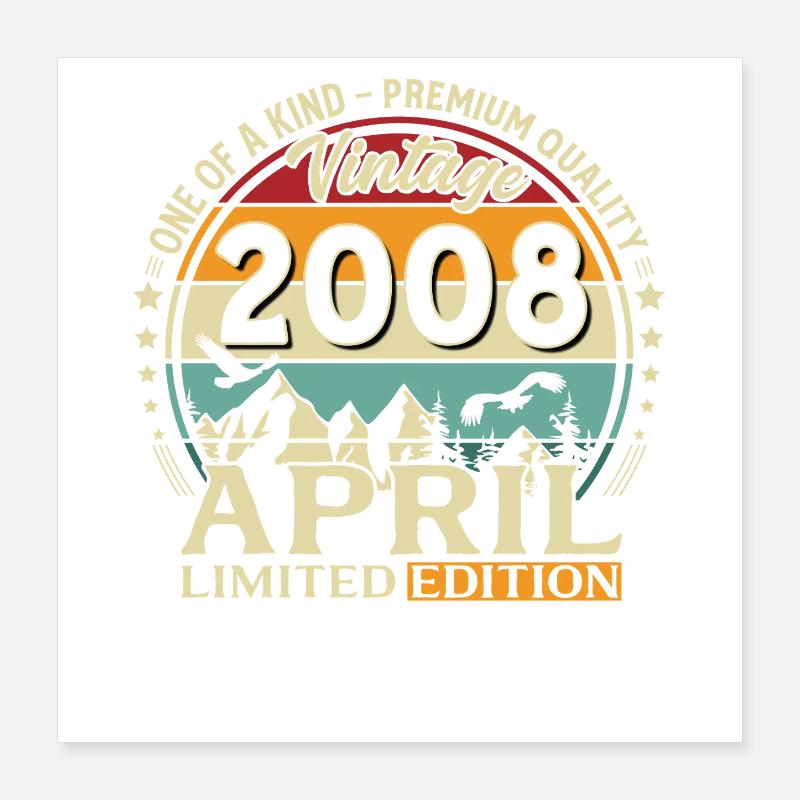 18. Geburtstag Geschenk Mann Original April 2008 Poster 40x40 cm