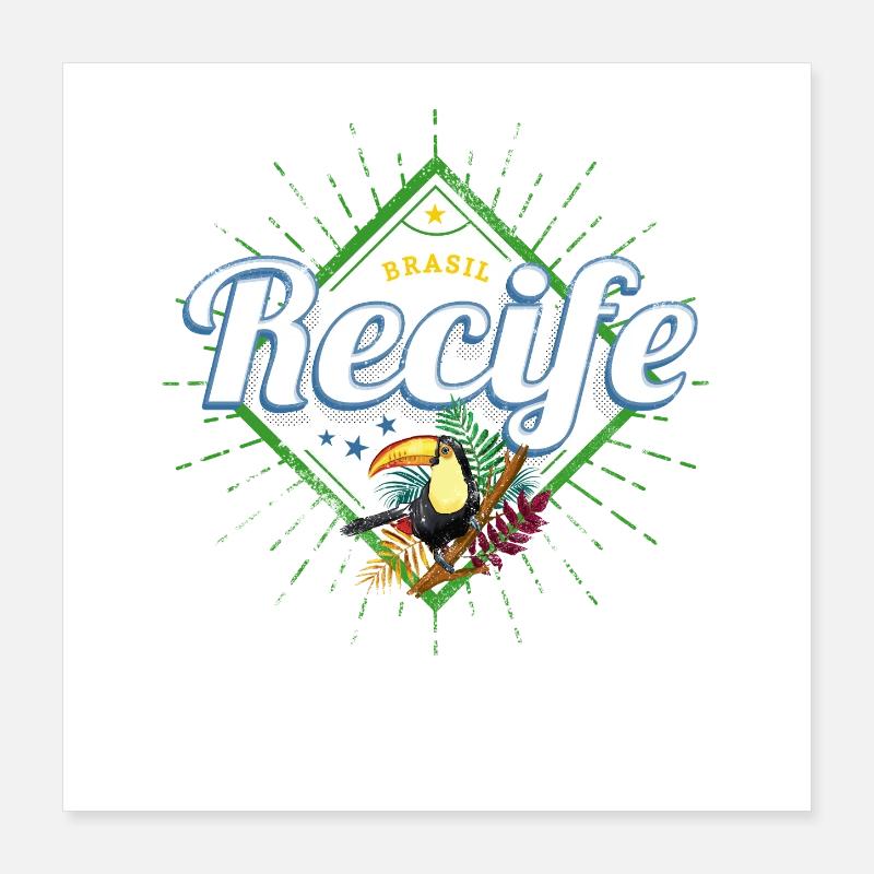 Recife Pernambuco Brasilien Retro Tukan Souvenir Poster 40x40 cm