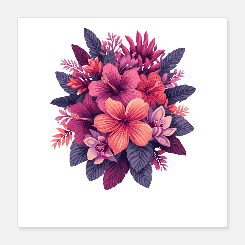 Fleurs tropicales d’hibiscus Poster 40 x 40 cm