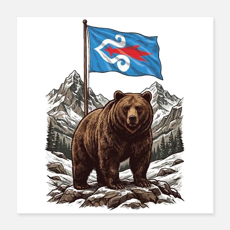 Ainu-Flaggenbär Poster 40x40 cm