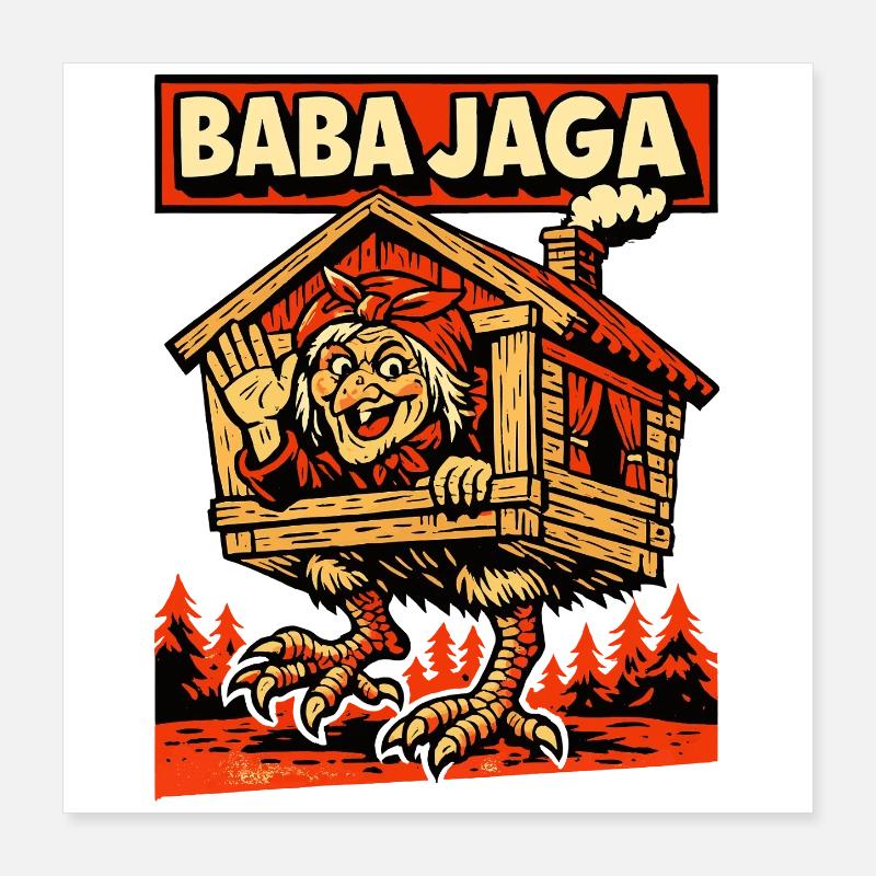 Légende de la sorcière slave Baba Jaga Poster 40 x 40 cm
