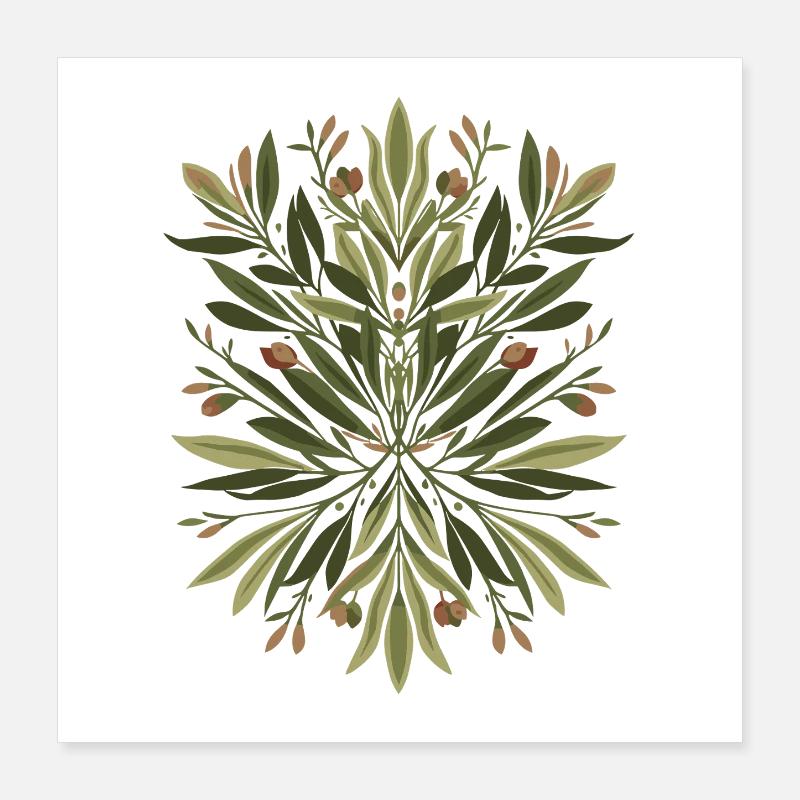 Leaves Mandala Green Poster 16" x 16" (40x40 cm)