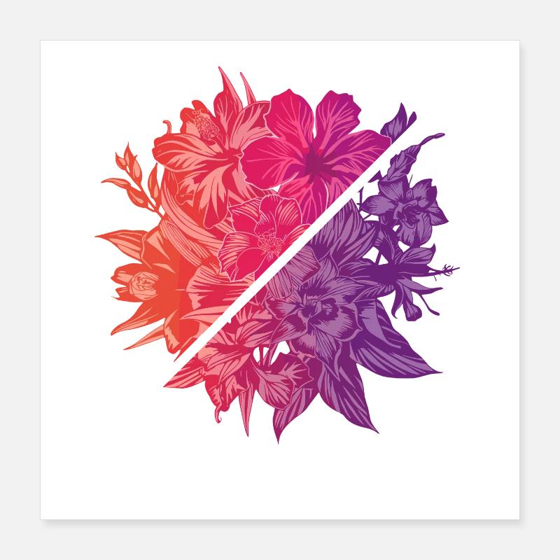 Blumen & Regenbogen-Diagonale Poster 40x40 cm