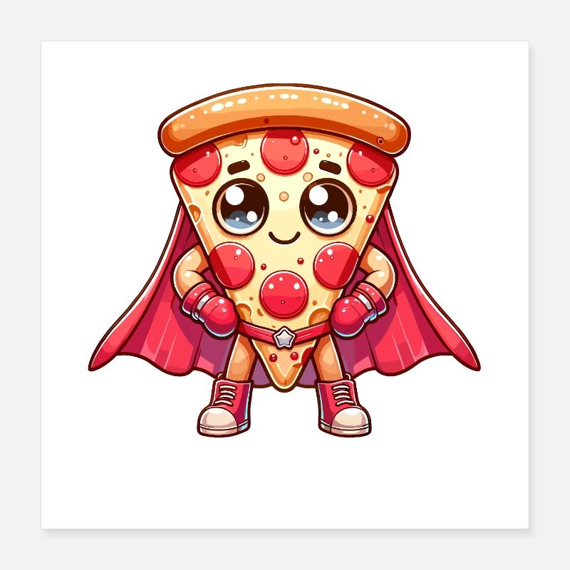Pizzaheld Cape Pizza Superheld Pizzeria Calzone Poster 40x40 cm