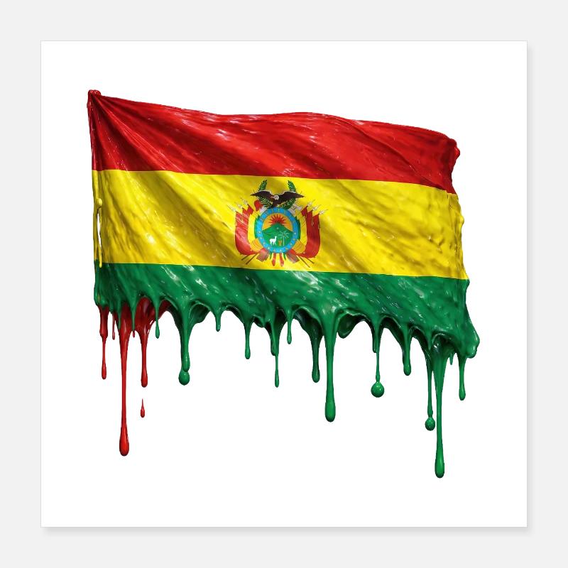 Bolivia Flag Drop Poster 16" x 16" (40x40 cm)