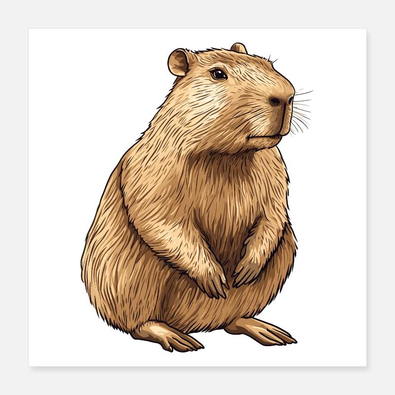 Capybara Portrait Poster 40x40 cm