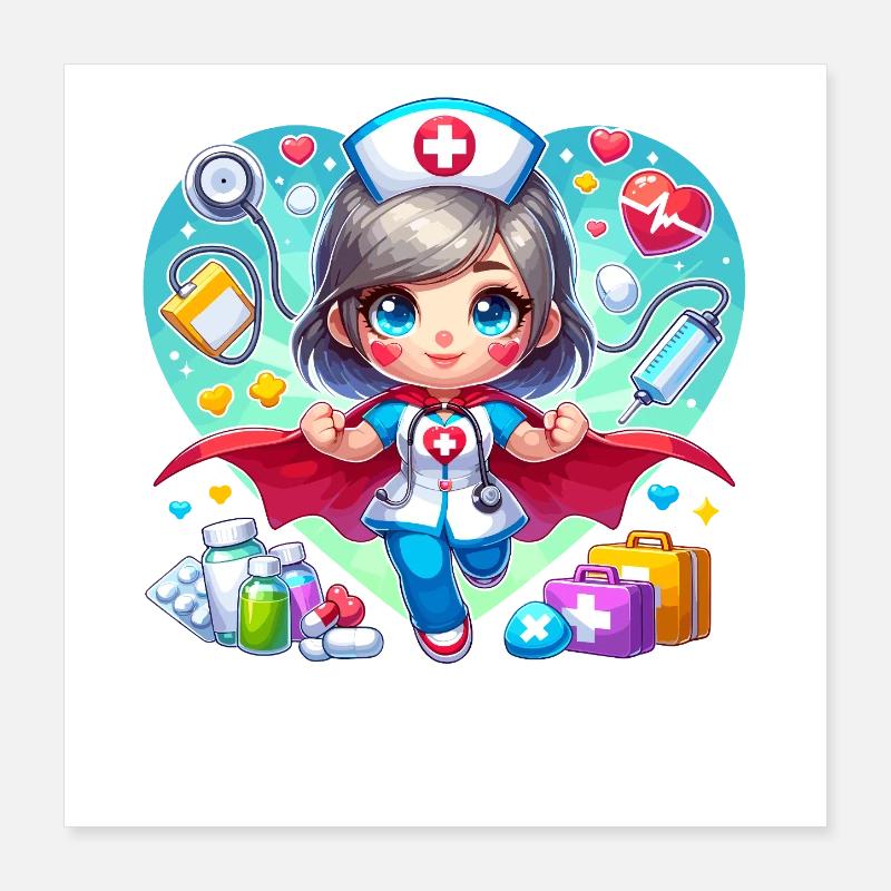 Helden Pflegerin Krankenschwester Hospital Poster 40x40 cm
