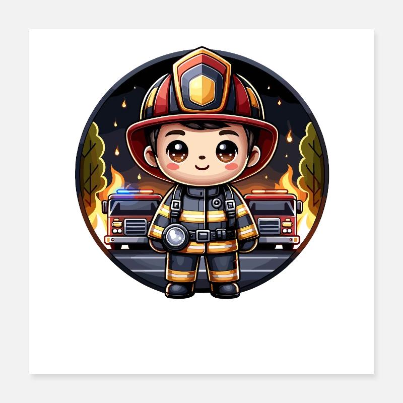 Fire Brigade Firefighter Poster 16" x 16" (40x40 cm)