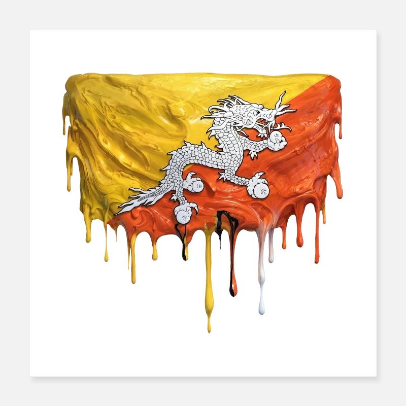 Palette de couleurs du drapeau des dragons au Bhoutan Poster 40 x 40 cm